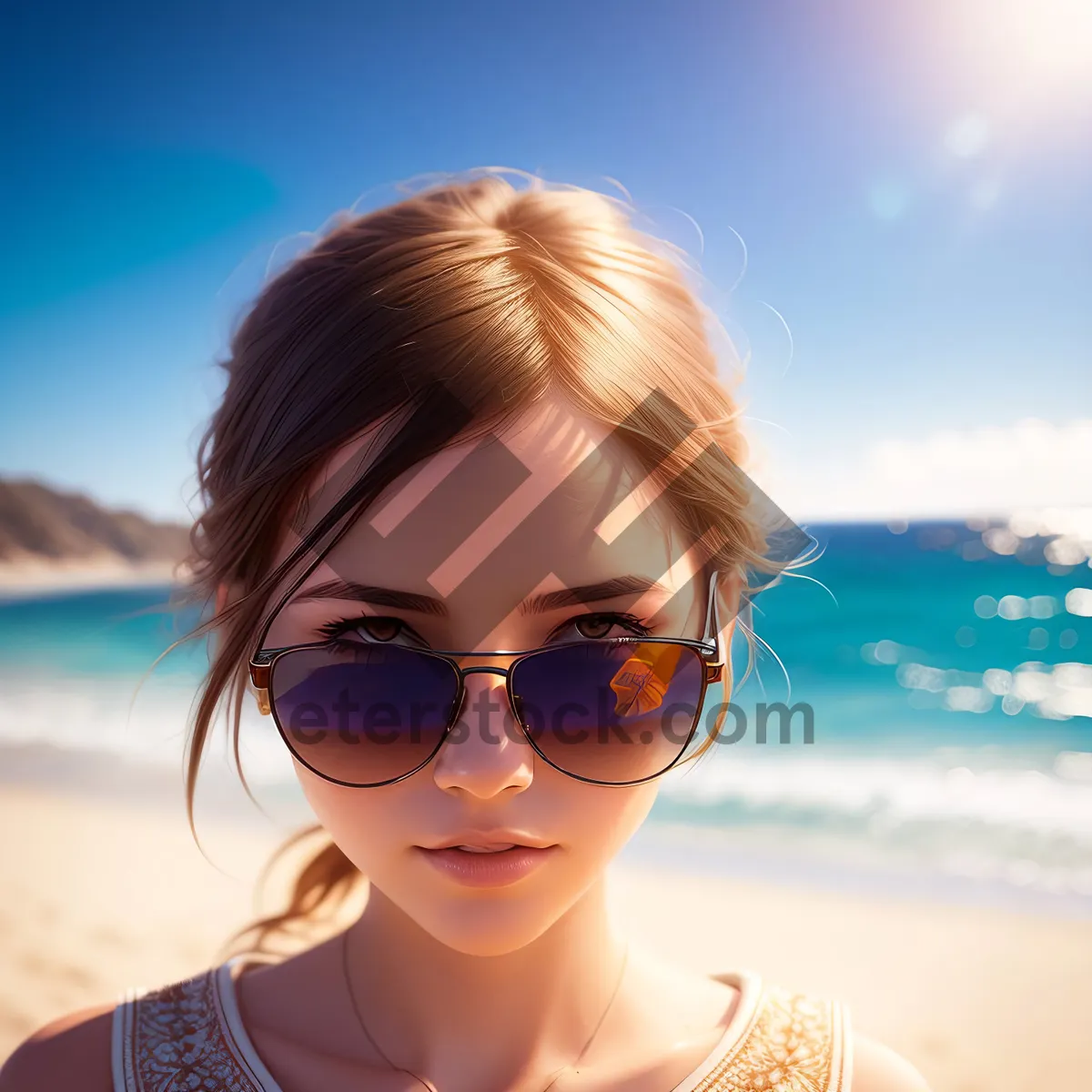 Picture of Stylish Sunglasses on Attractive Model