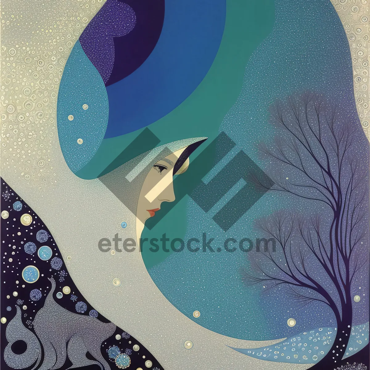 Picture of Artistic Moon Design in Bib Pattern