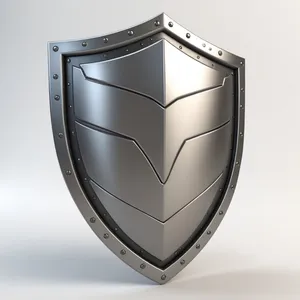 Shiny 3D shield icon with heart symbol