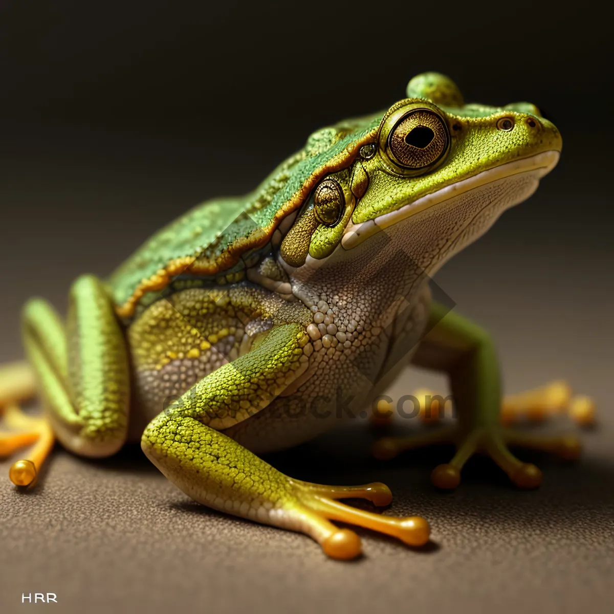 Picture of Vibrant-eyed tree frog perched on tree