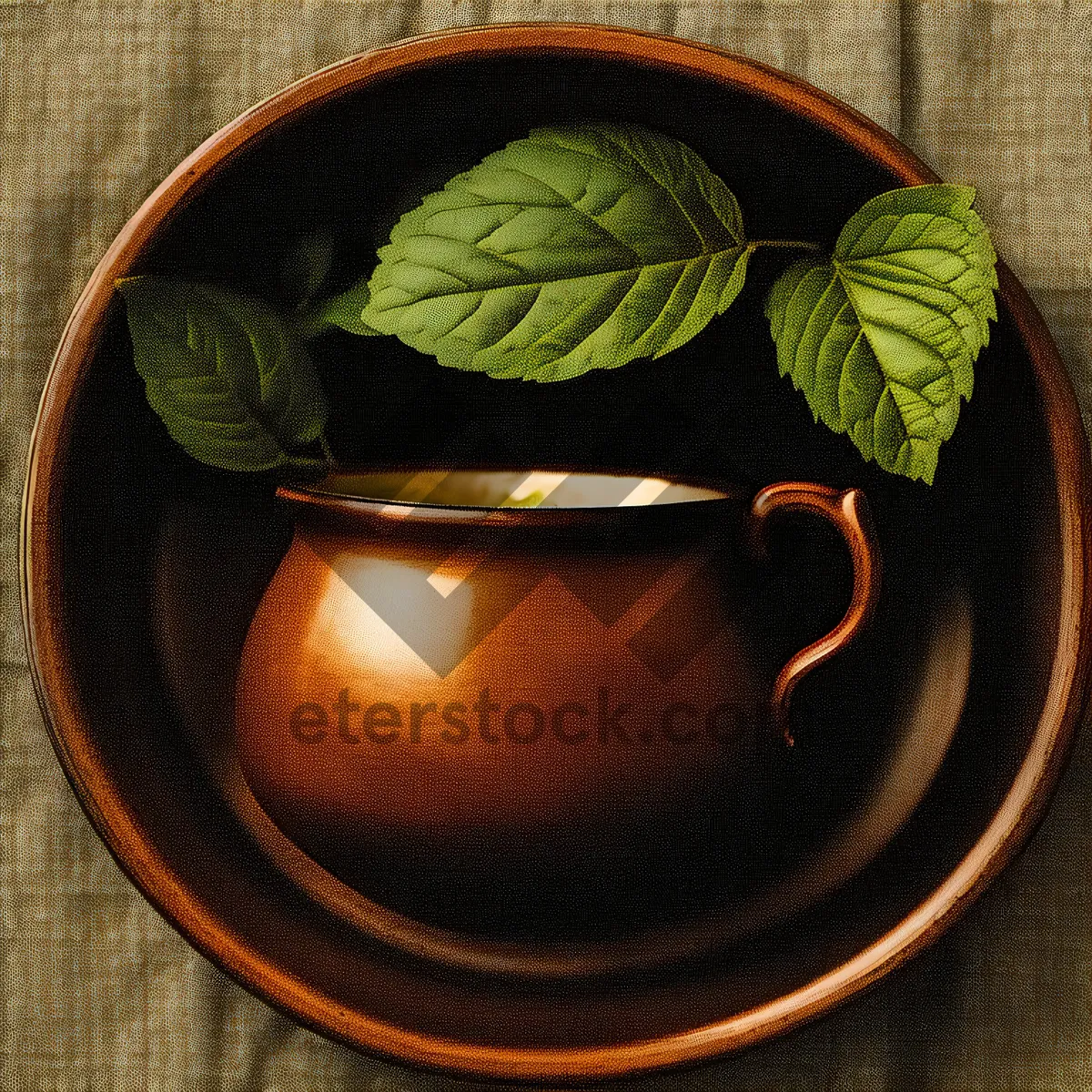 Picture of Healthy Breakfast Bowl with Hot Herbal Tea Mug