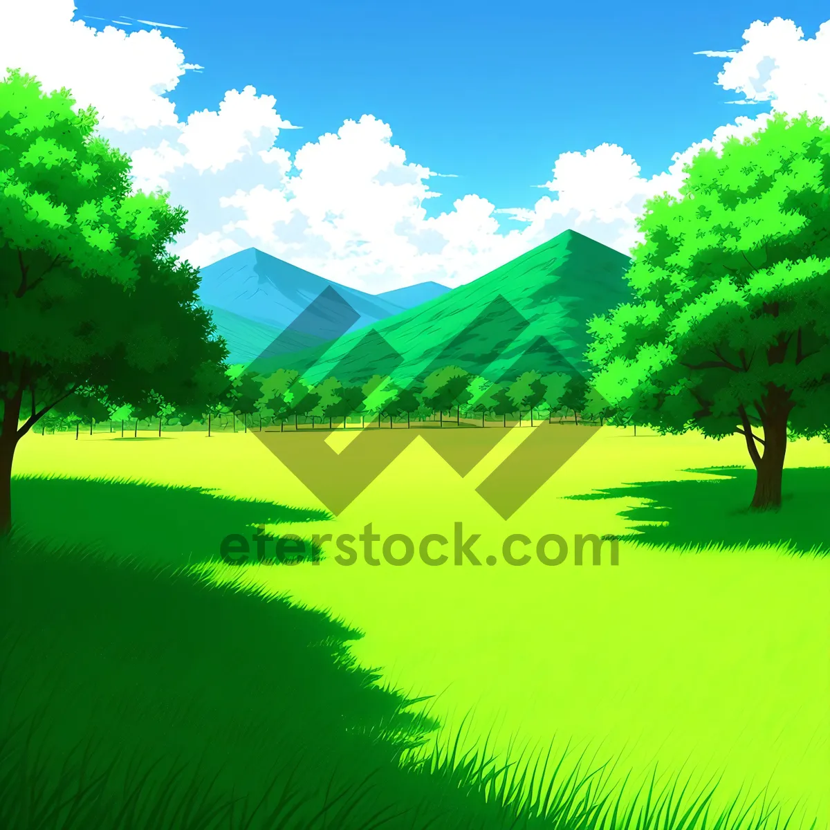 Picture of Serene Summer Reflection on Rural Lake