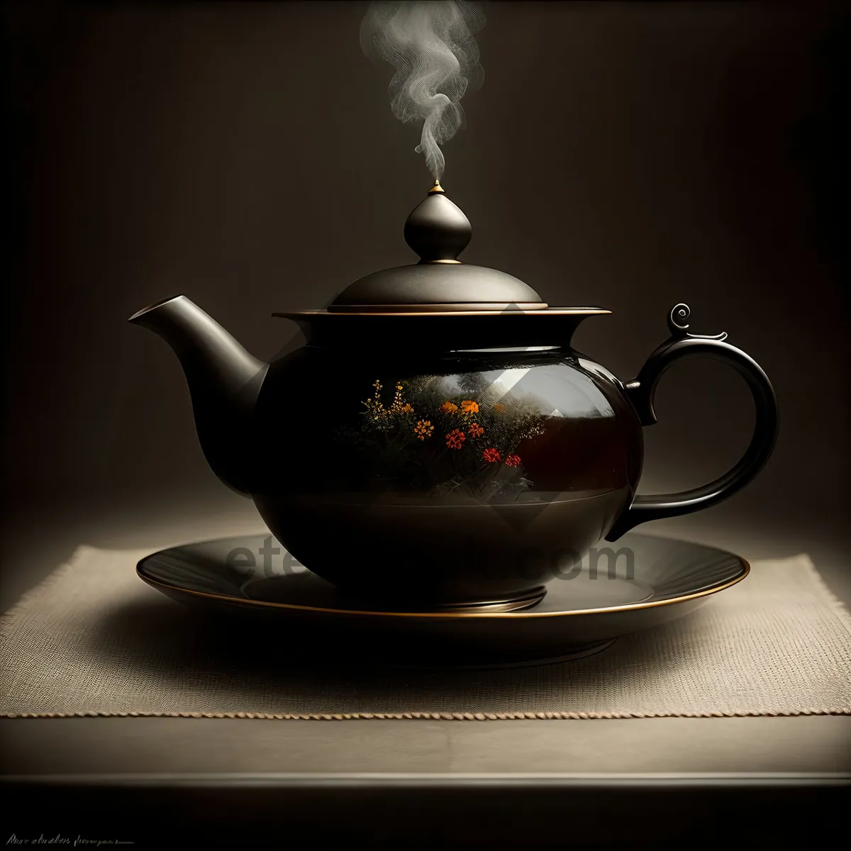 Picture of Traditional ceramic teapot for hot beverages.