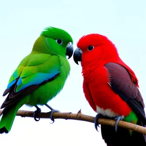 Colorful Macaw perched on branch with vibrant feathers