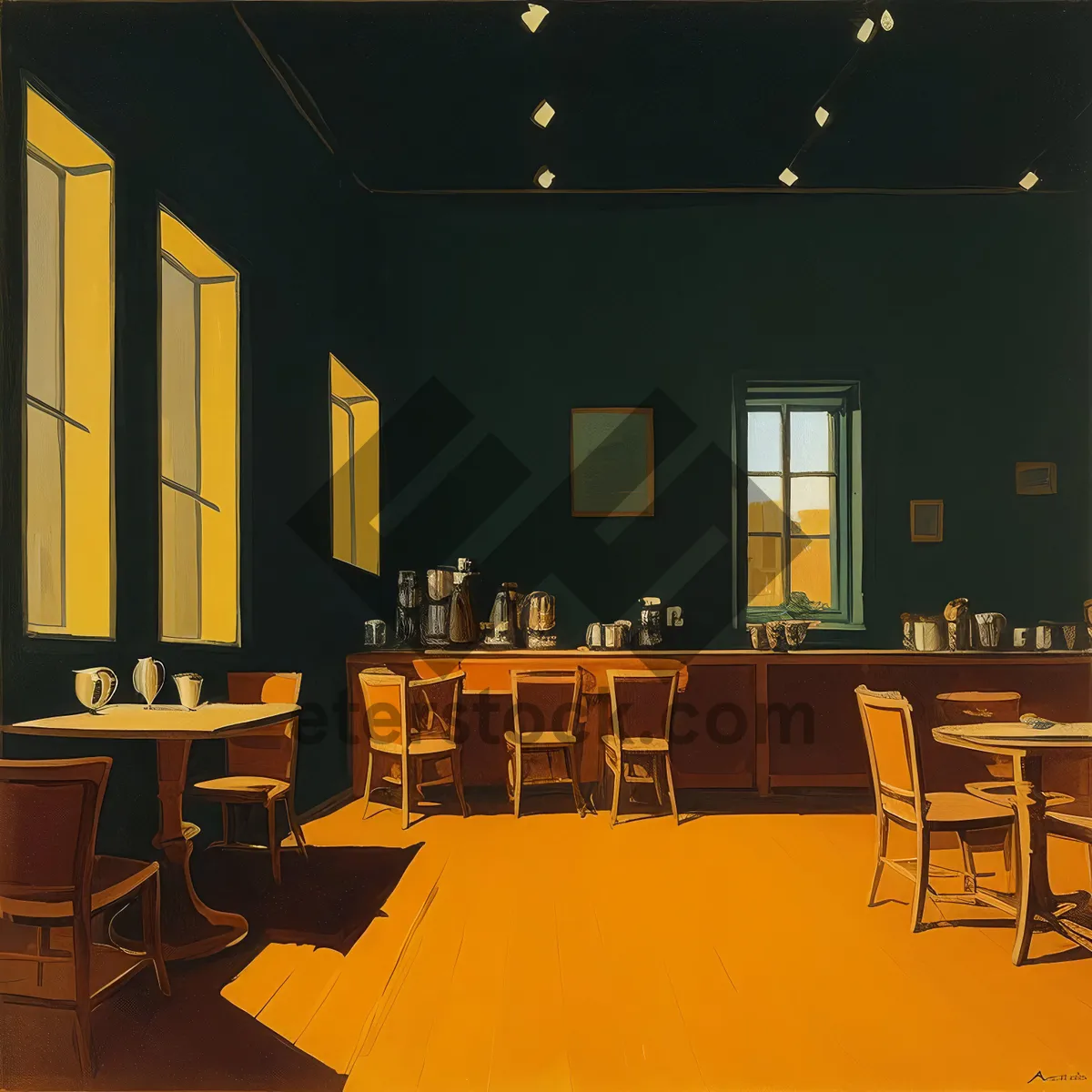 Picture of Modern Interior Hall with Glass Table and Chairs