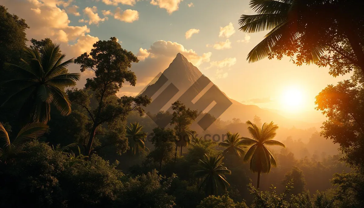 Picture of Tropical Sunset Paradise Beach Vacation Scene