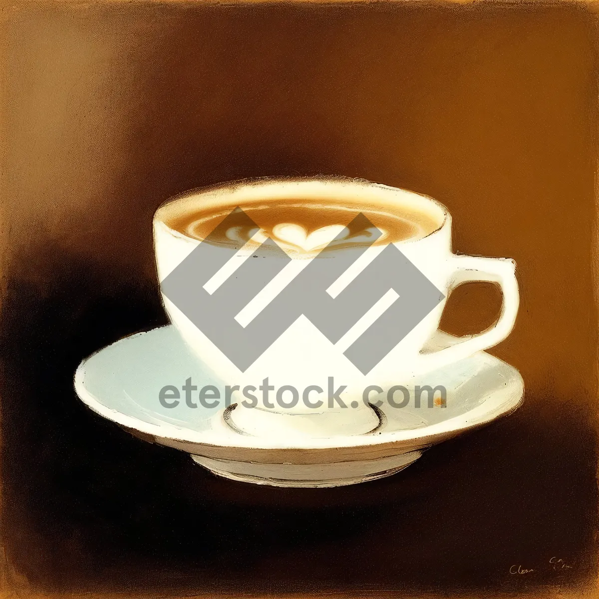 Picture of Hot Espresso Cup on Saucer with Spoon