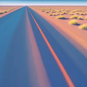 Vibrant Desert Road: Heat-Filled Horizon
