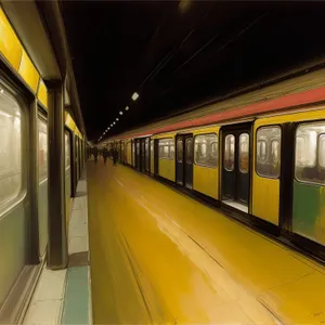 Urban Subway Train Racing through City