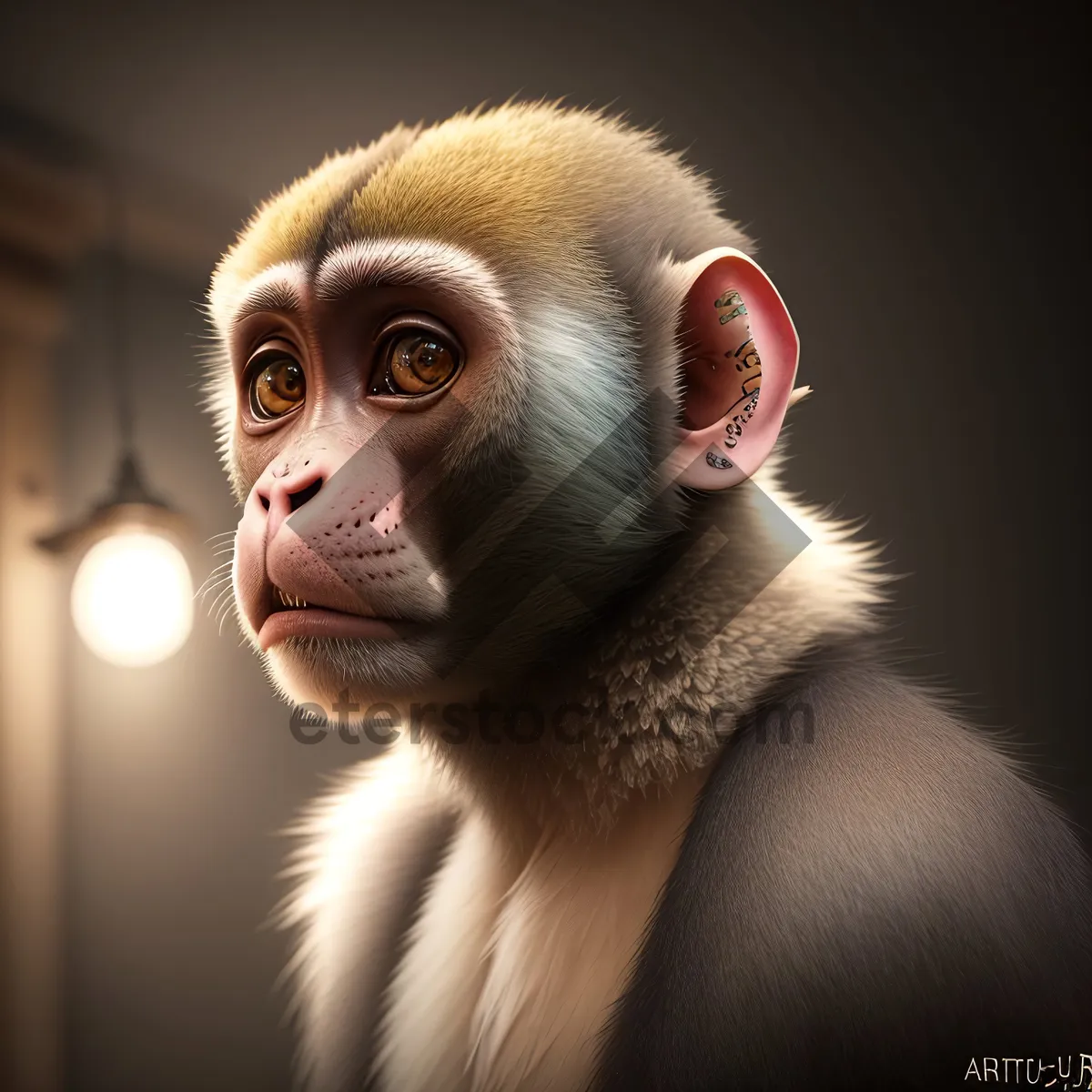 Picture of Black Macaque Baby Portrait