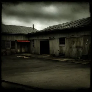 Rural Barn House Structure Against Dynamic Sky