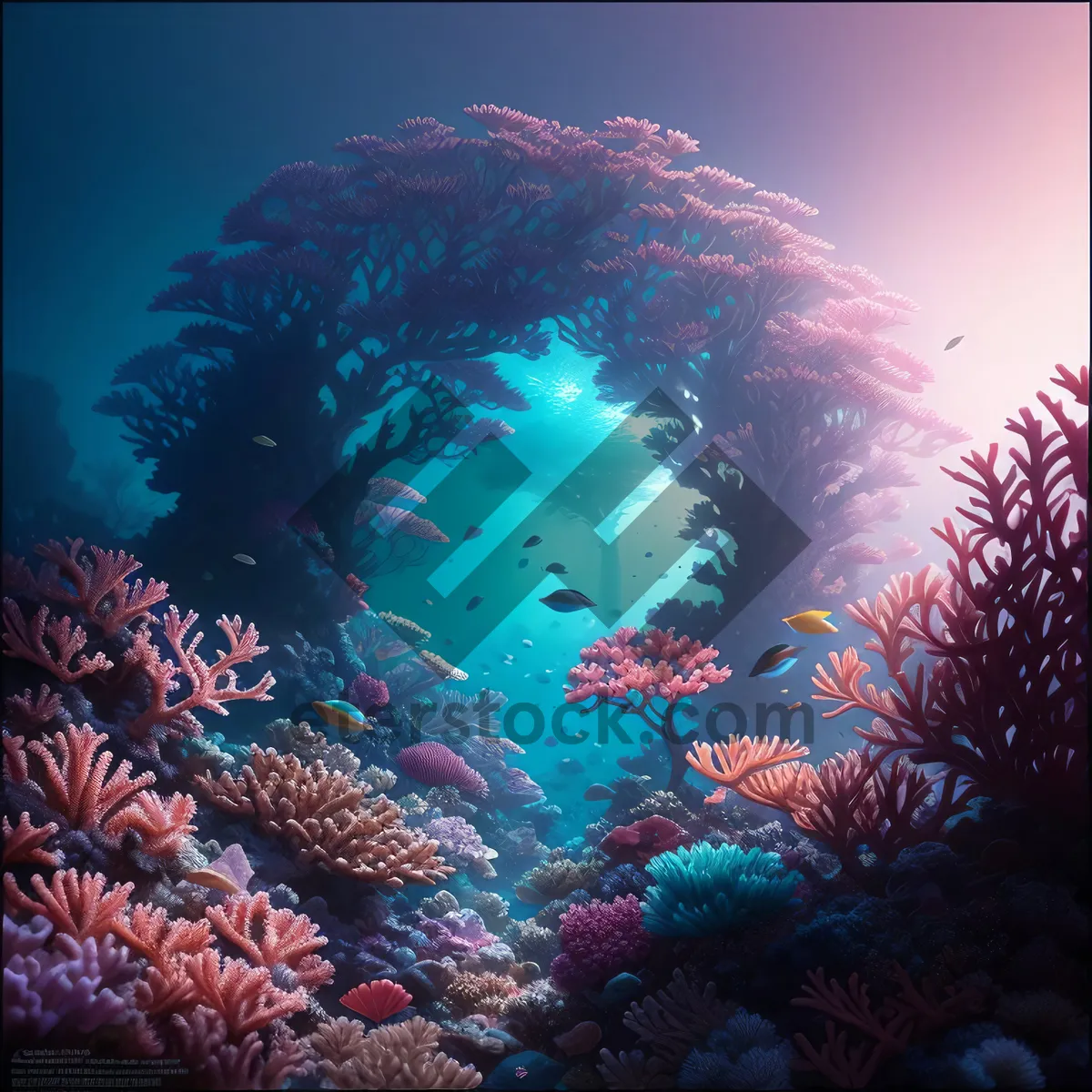 Picture of Colorful Coral Reef in Deep Ocean Waters