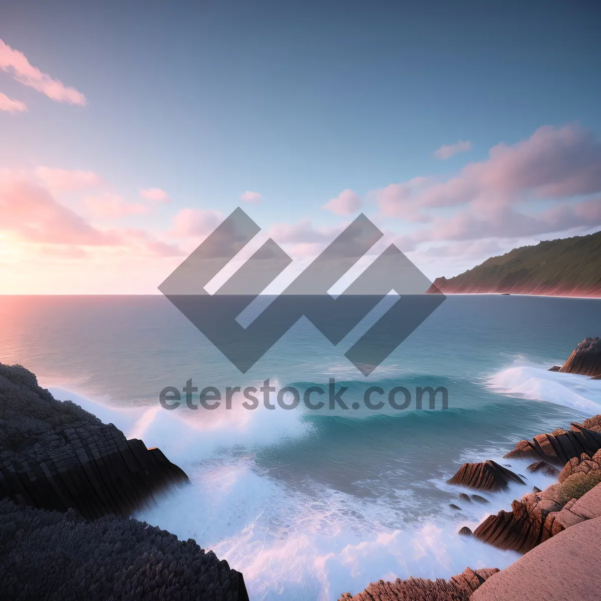 Picture of Sunset Seascape: Majestic Horizon Over Coastal Waves