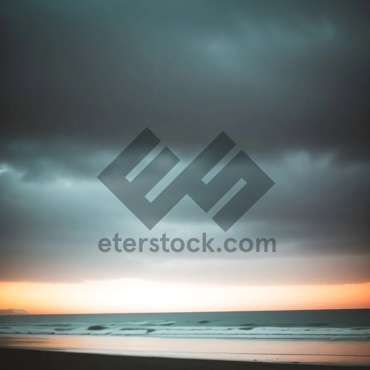 Picture of Sunset's Serene Seascape: Blissful Beach Horizon