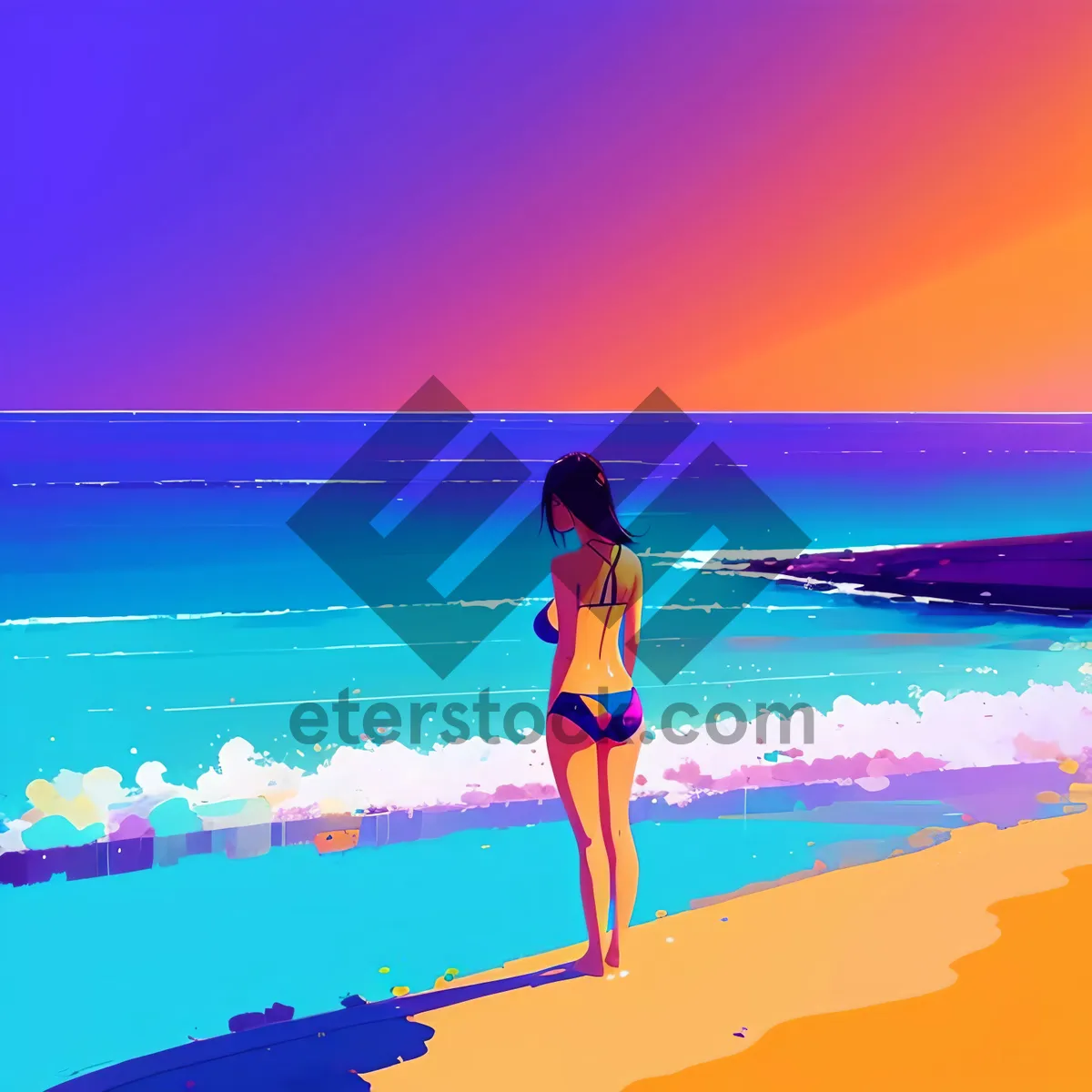 Picture of Sun-kissed Surfer Enjoying Tropical Beach Vibes