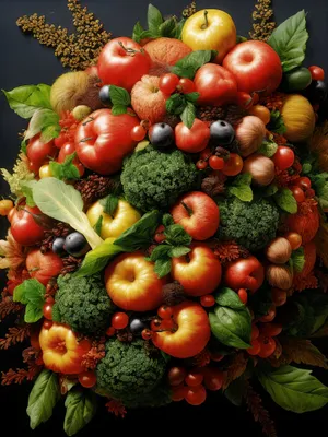 Vibrant Mix of Fresh, Vitamin-Rich Fruits and Vegetables