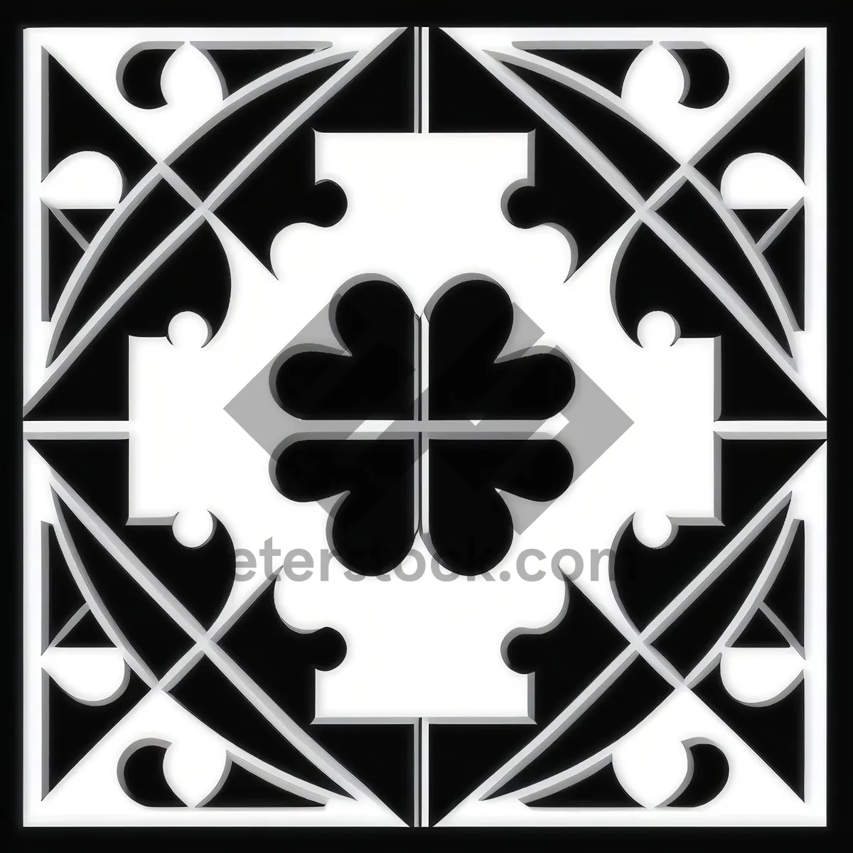 Picture of Black Heraldry Design: Retro Ornament Pattern with Silhouette Gems