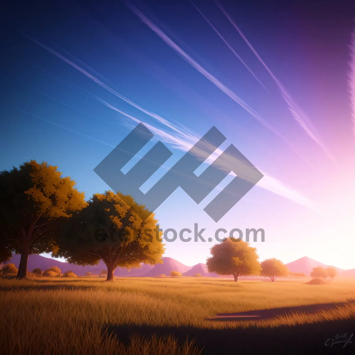 Picture of Vibrant Summer Sky with Sunbeam and Clouds