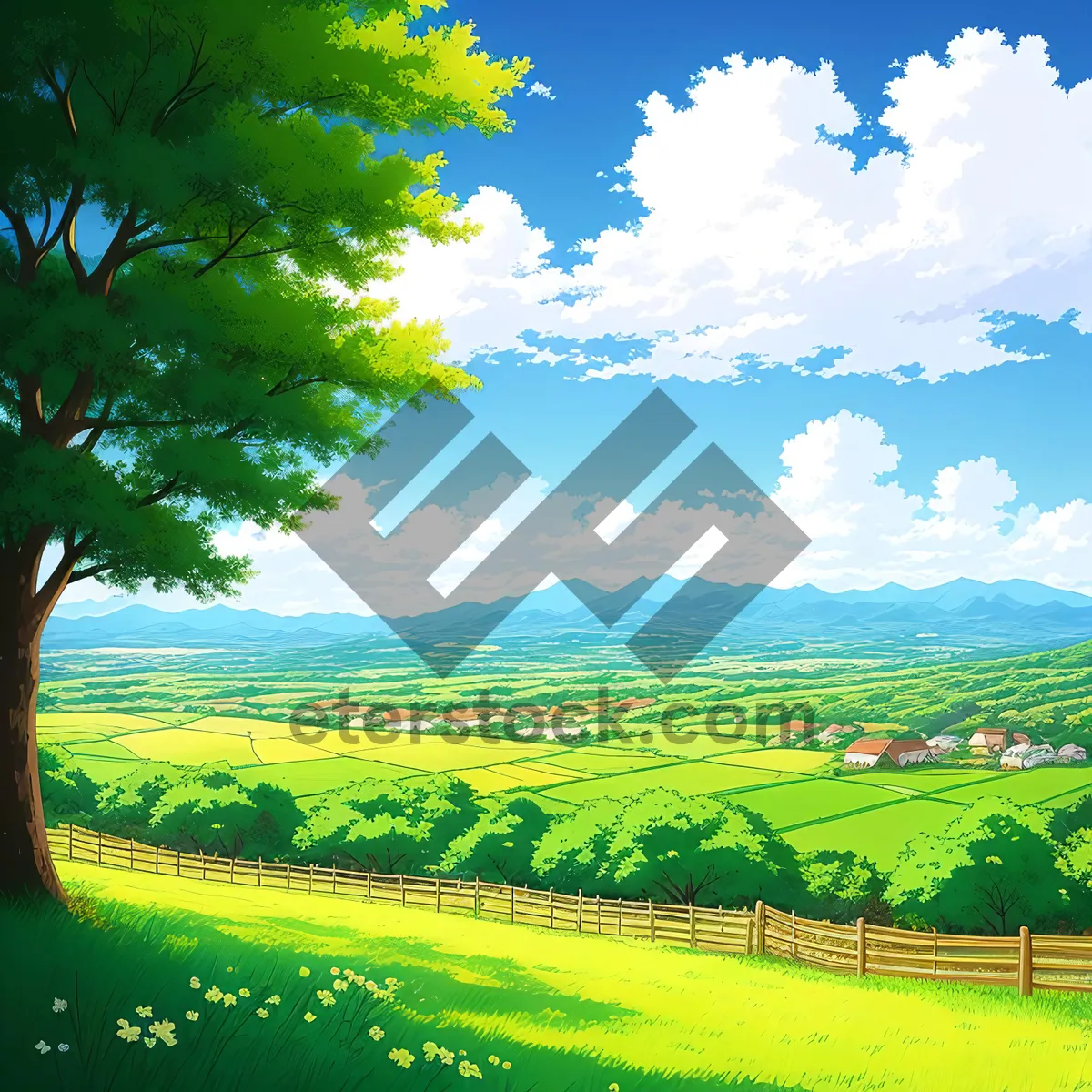 Picture of Golden Fields- A Serene Rural Landscape"
(Note: This text is a short name for the image based on the provided tags)