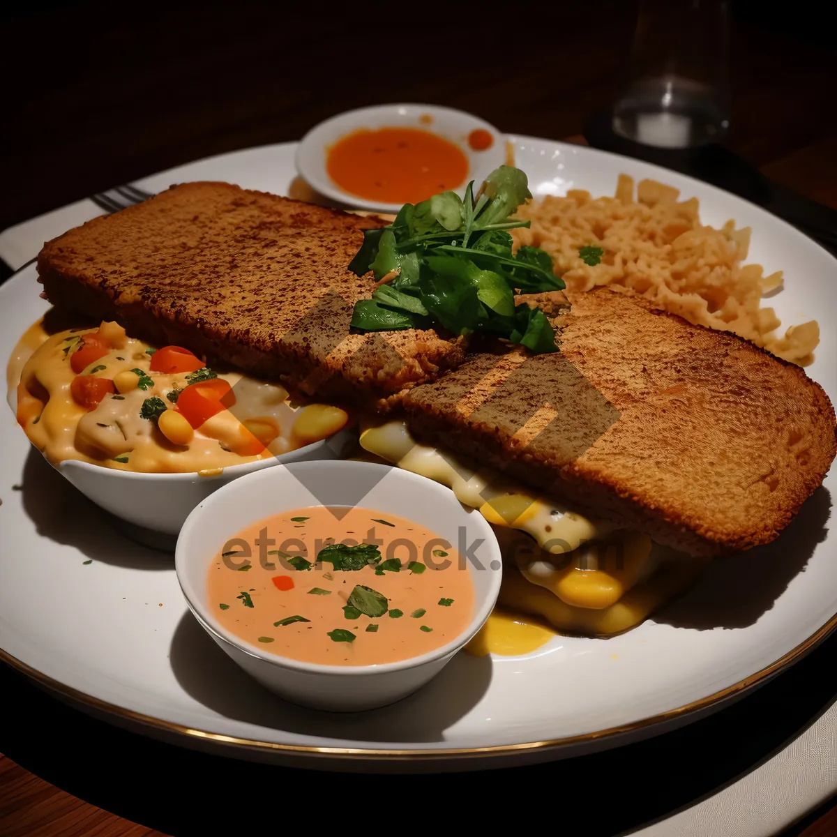 Picture of Delicious Gourmet Dinner Plate with Grilled Pork