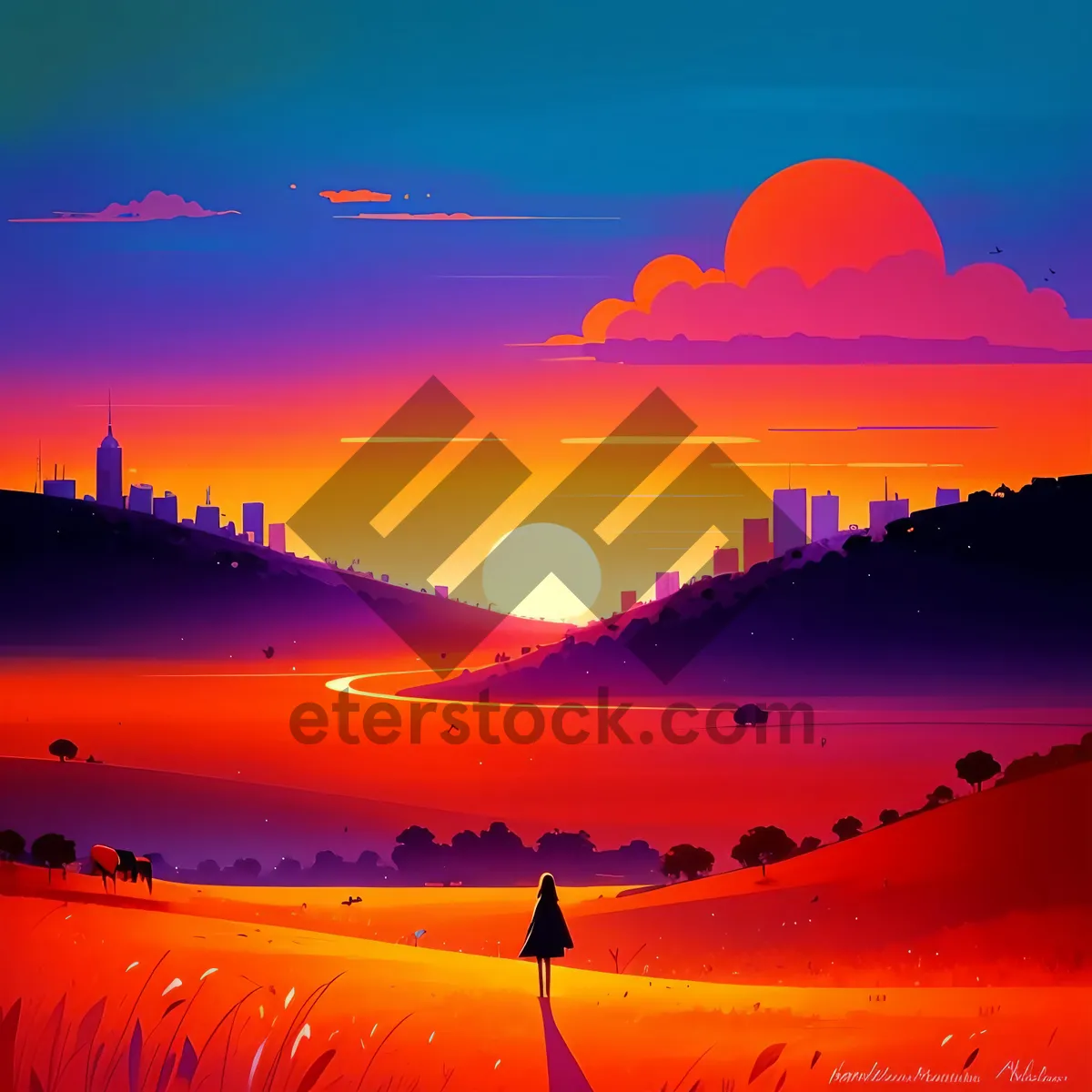 Picture of Serene Sunset Over Beach's Dusk Horizon