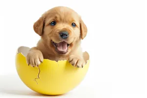 Cute puppy sitting in a studio portrait.