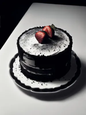 Delicious Chocolate Cake with Fresh Fruit and Cream