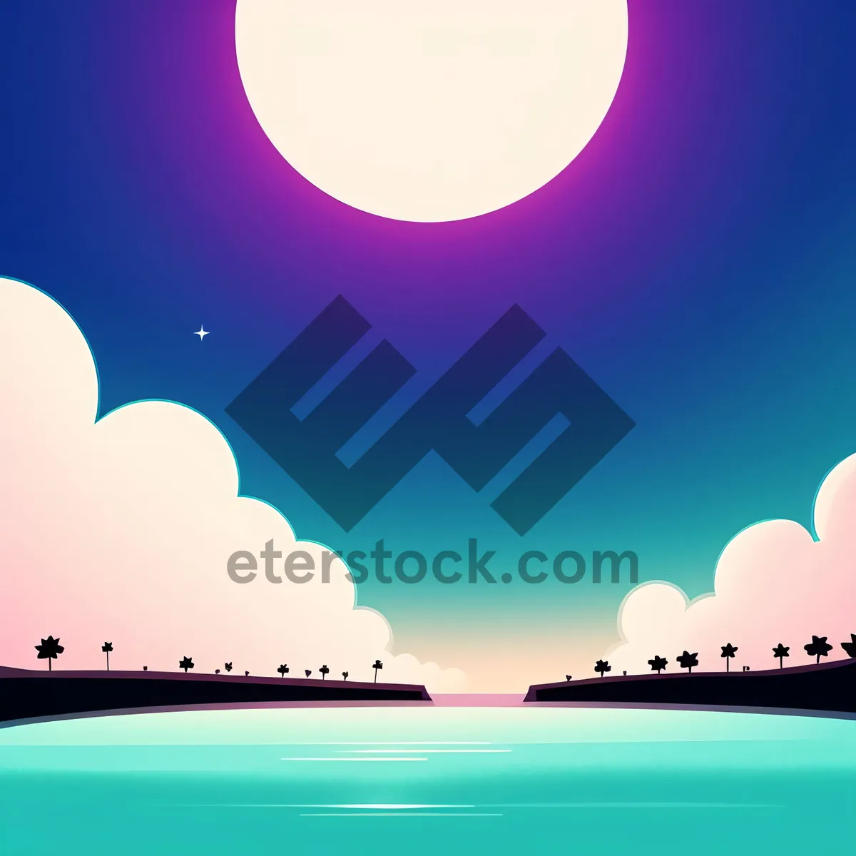 Picture of Midnight Lunar Reflection - Graphic Art Design