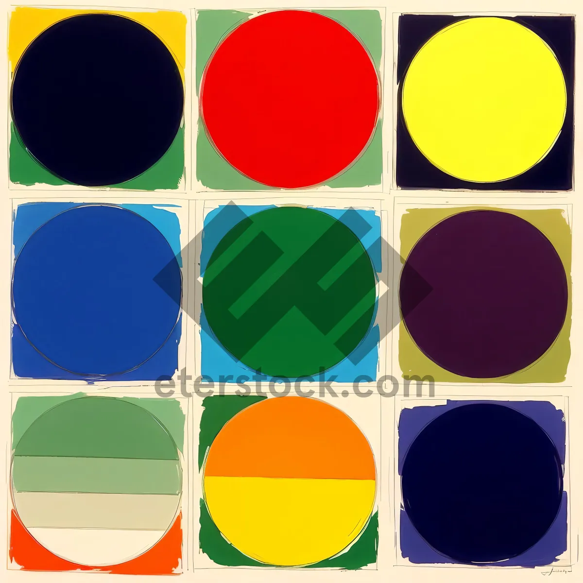 Picture of Colorful Web Button Set - Primary Circle Icon