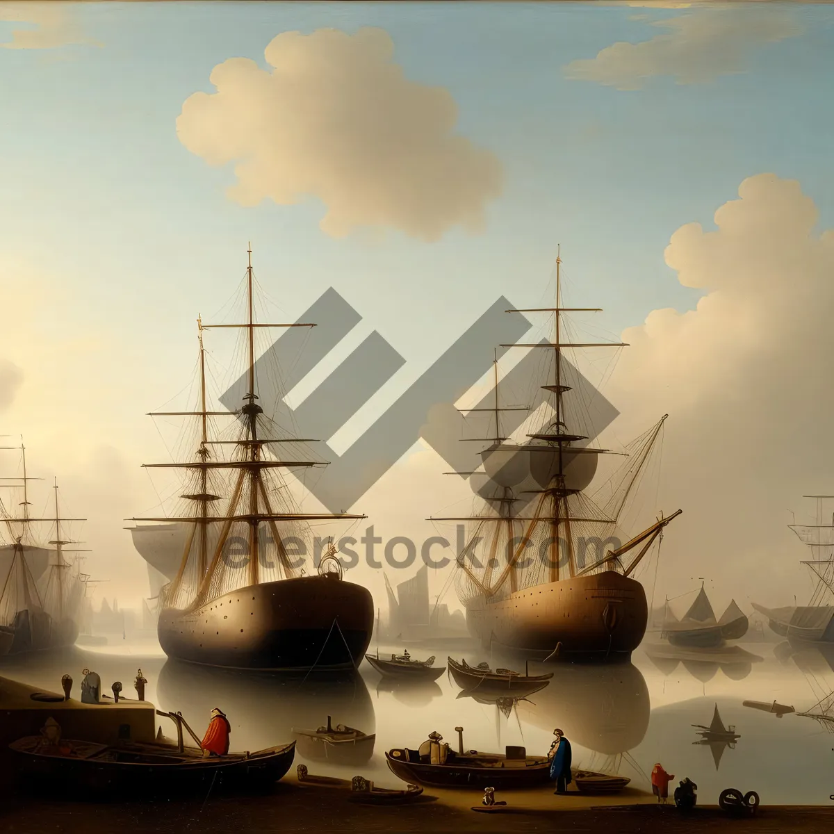 Picture of Captivating Harbor Vista with Majestic Pirate Ship Sailing