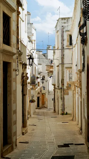 Historic City Alley in Old Town With Stone Buildings