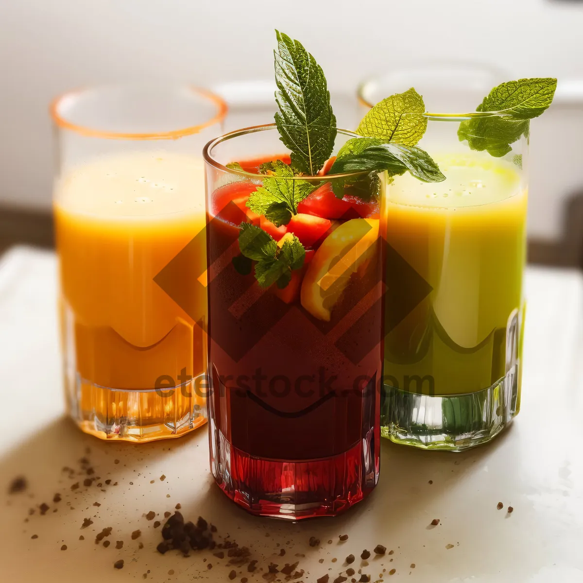 Picture of Refreshing Orange Mint Tea Cocktail with Lemon Slice