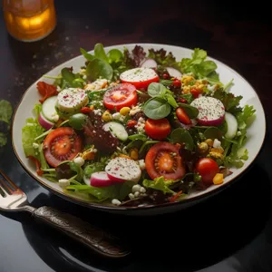 Fresh Vegetable Salad with Tasty Gourmet Cuisine