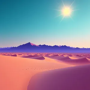 Golden Horizon: Sun Setting Over Beach Dunes