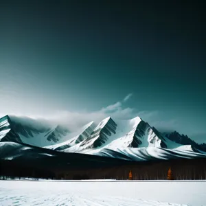 Majestic Arctic Mountain Range with Glacial Lake