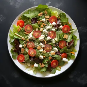 Delicious Gourmet Salad with Fresh Vegetables and Cheese
