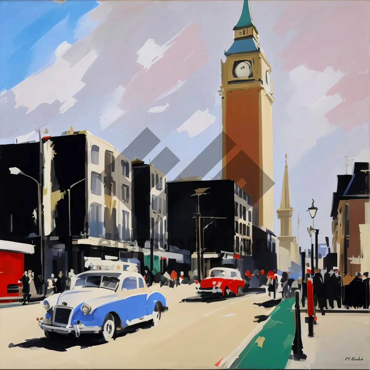 Picture of Iconic Clock Tower Overlooking Historic England's Urban Skyline