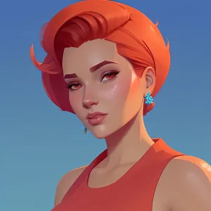 Fashionable Sexy Cartoon Woman with Trendy Hairstyle