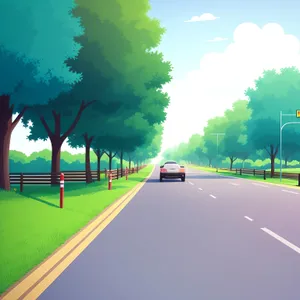 Serene Countryside Landscape on Sunlit Highway
