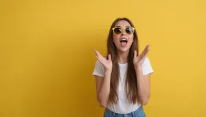 Fashion Model Smiling in Sunglasses Portrait.