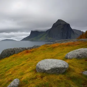 Scenic Highland Lake amidst Majestic Mountains