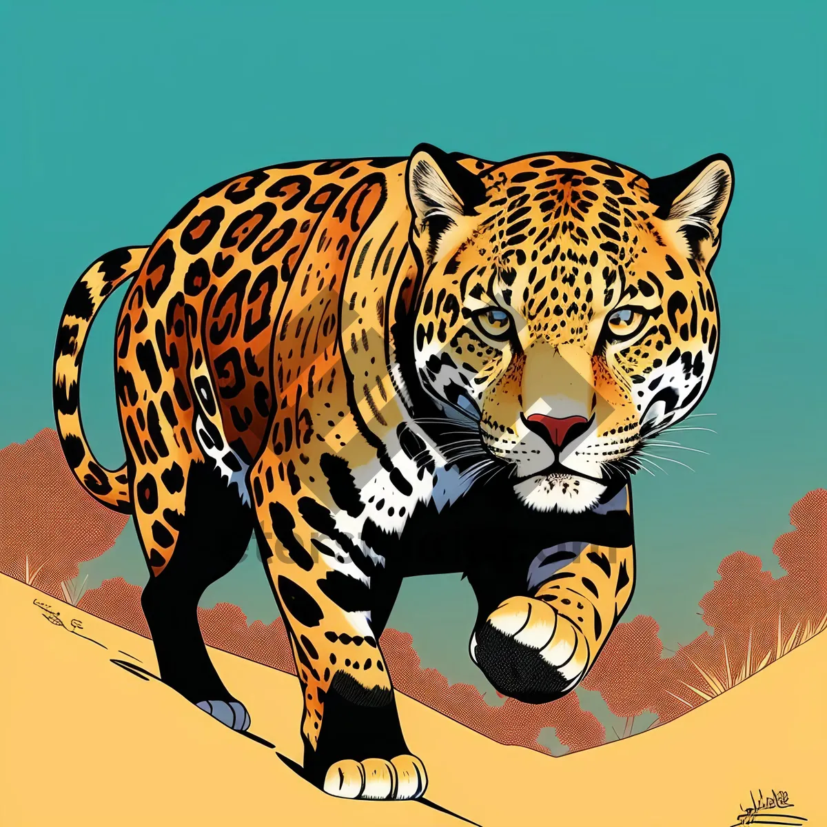 Picture of Majestic Leopard Stalking in the Jungle