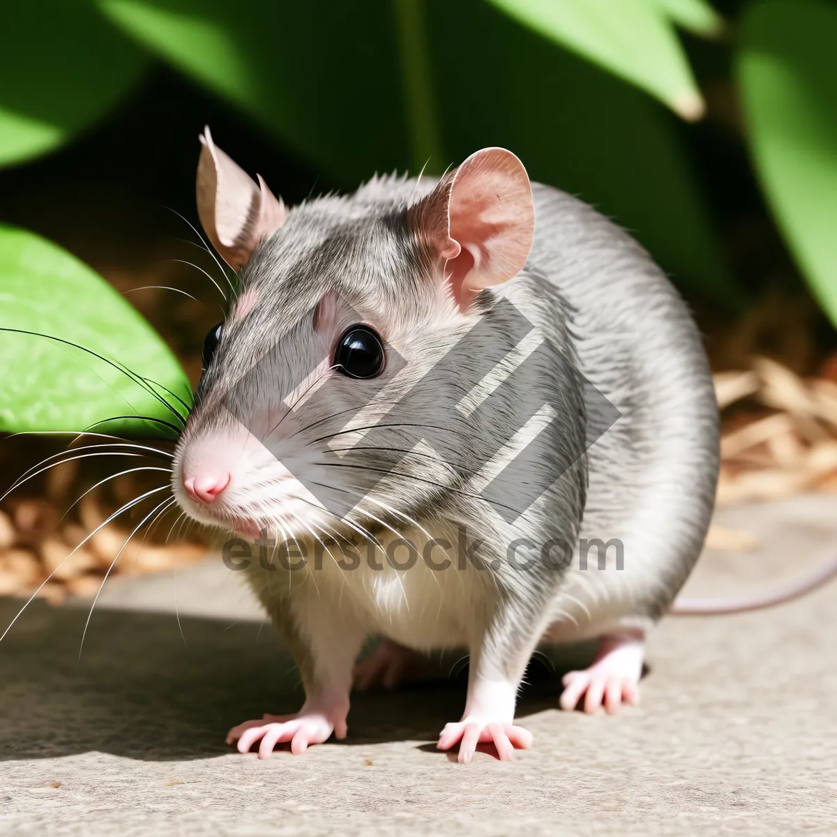 Picture of Playful Fur-Friend: Adorable Gray Mouse with Fluffy Tail