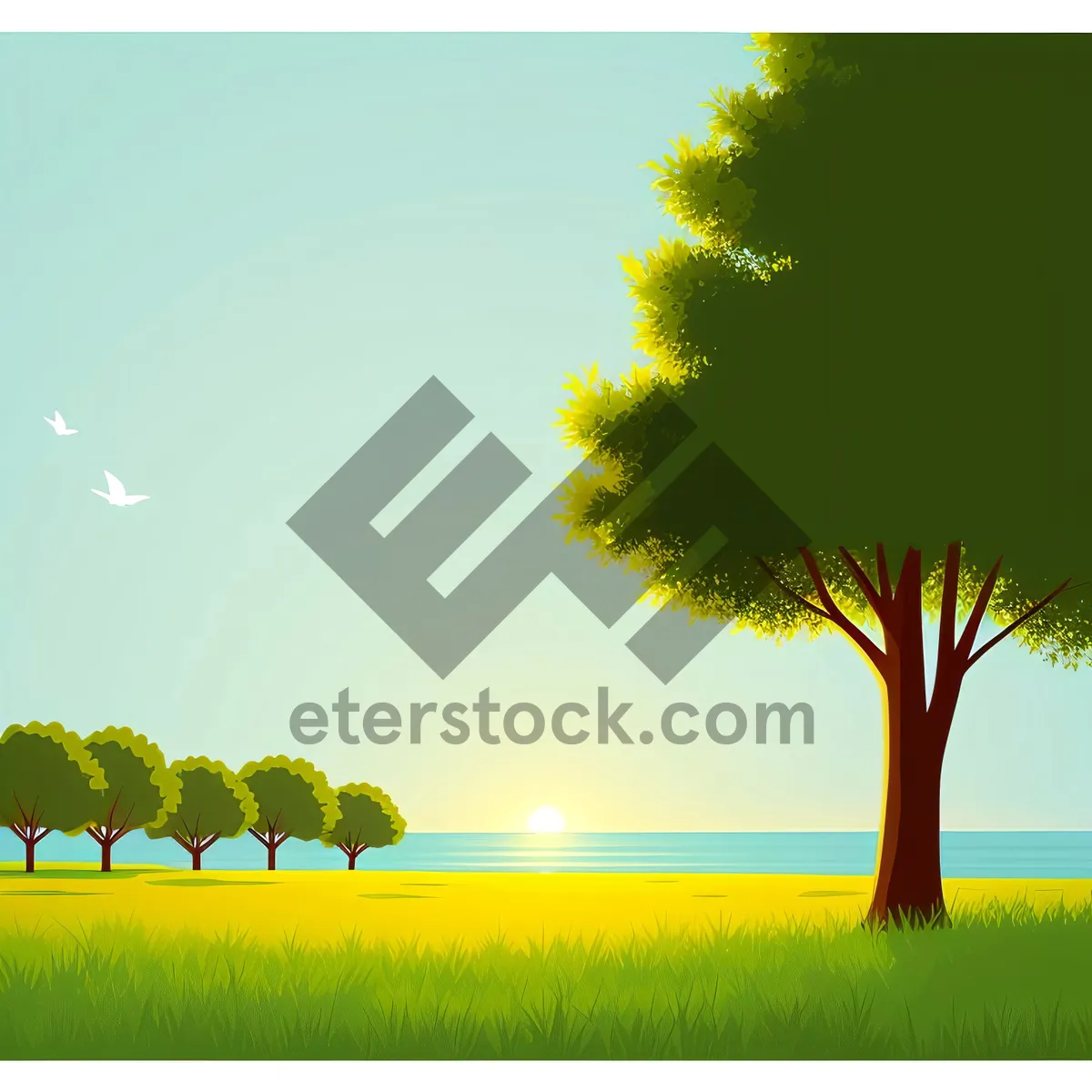 Picture of Serene Meadow Under Clear Blue Sky