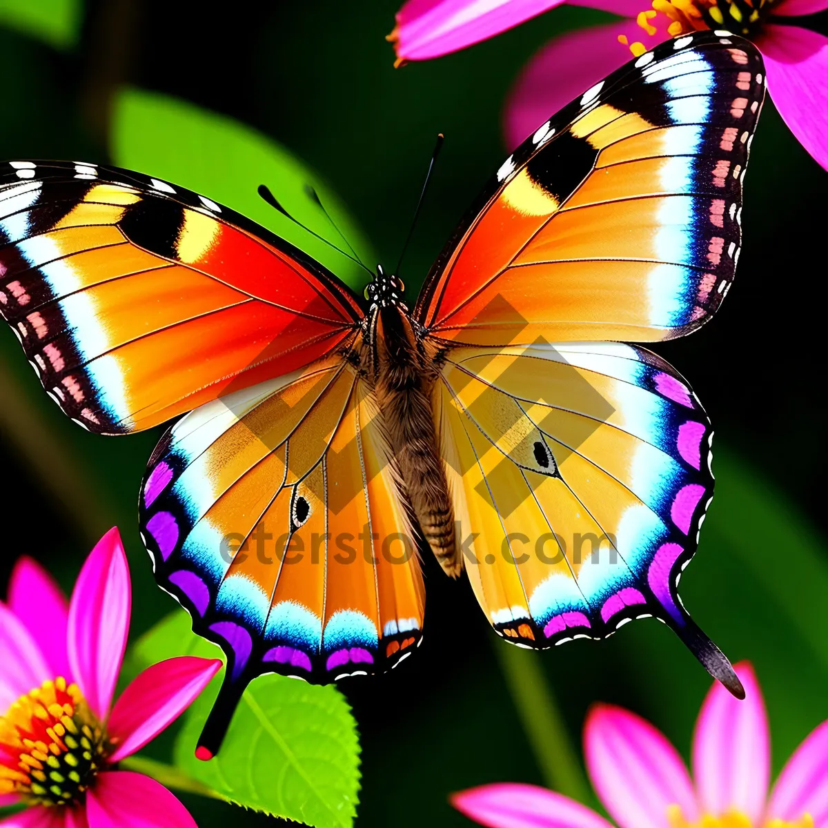 Picture of Colorful Monarch Butterfly on Common Unicorn Plant