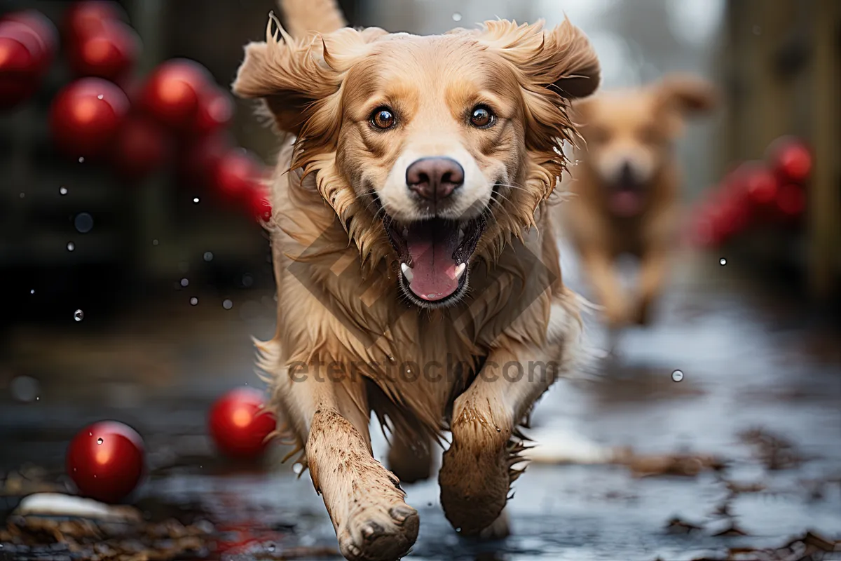 Picture of Adorable Golden Retriever Puppy in Studio Portrait Shot