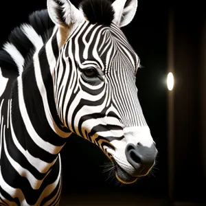 Wild Zebra Grazing in Striped Grassland at National Park