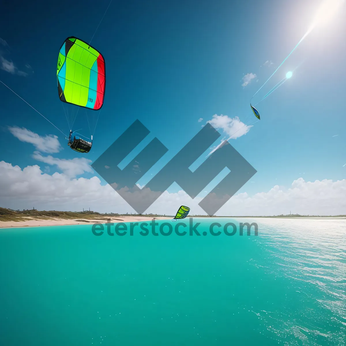 Picture of Tropical beach with parachute rescue equipment