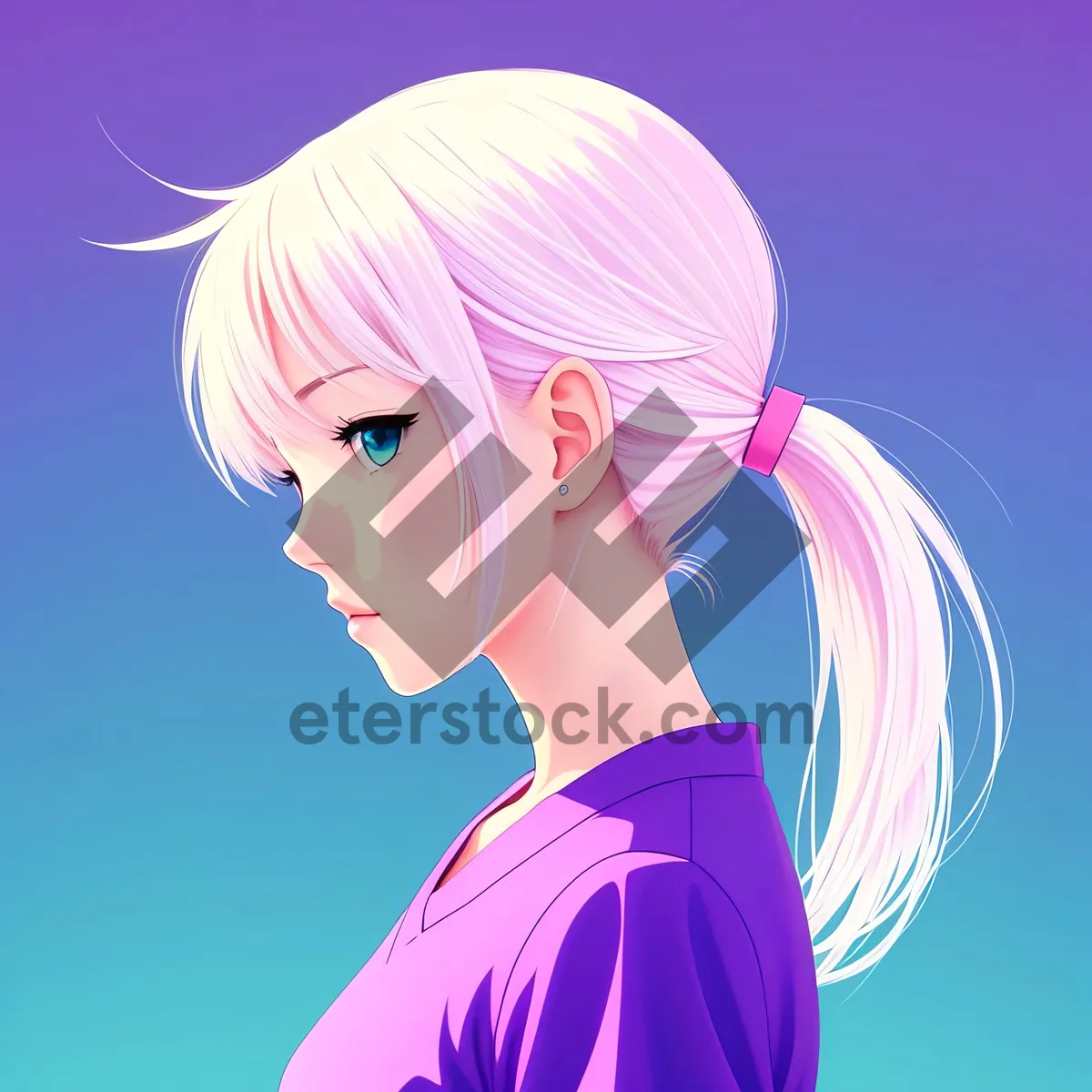 Picture of Moonlit Beauty: Fashionable Cartoon Portrait