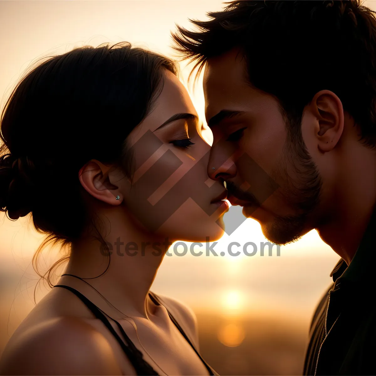 Picture of Sensual couple portrait: Love-filled and attractive duo